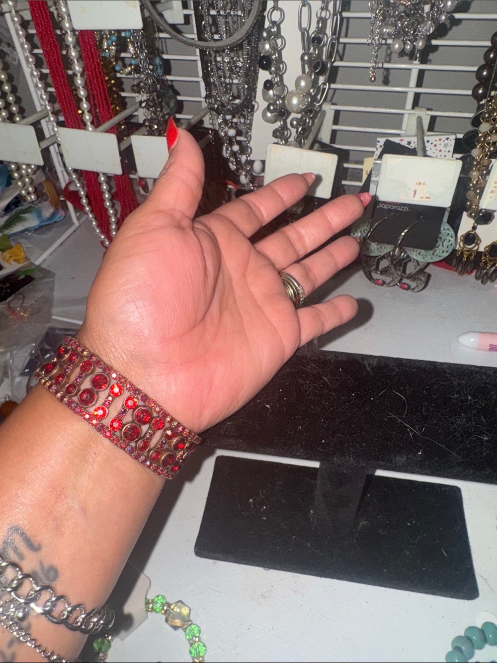 Red Crystal Stretch Bracelet - Picture 2 of 2